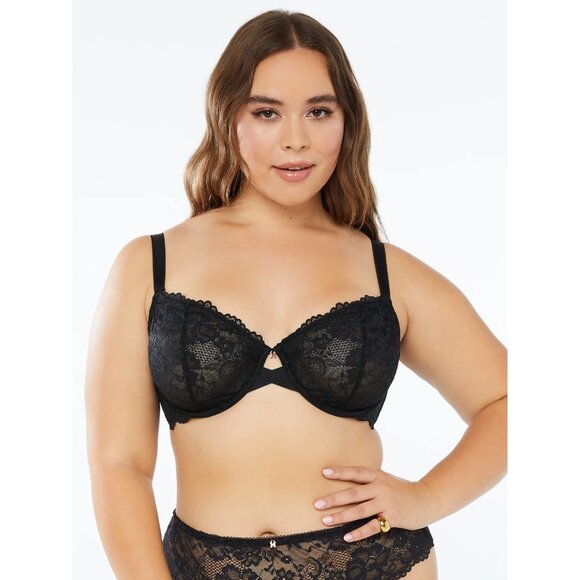 SAVAGE X FENTY Floral Lace Unlined Bra in Black Size 40D - Picture 1 of 9
